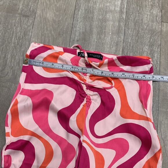 Womens Zara Groovy Party‎ Flare Satin Soul Train  Drawstring Retro Pants - Picture 5 of 8